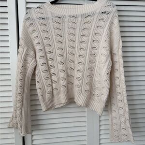 American Eagle Women's Cream Cable Knit Sweater